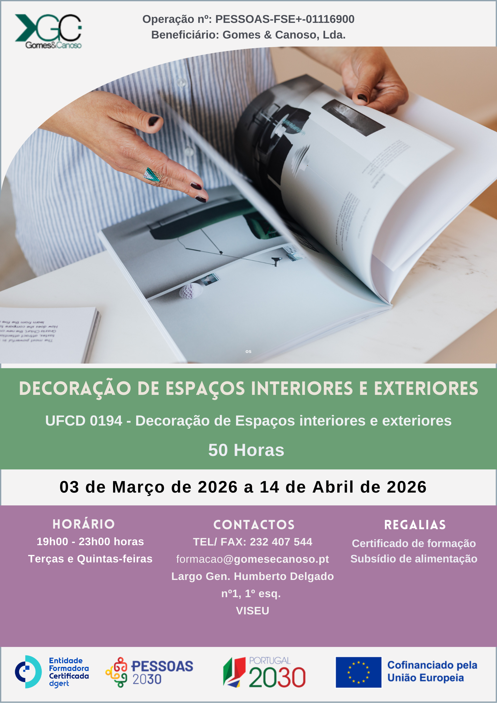 Decoração de espaços interiores e exteriores 