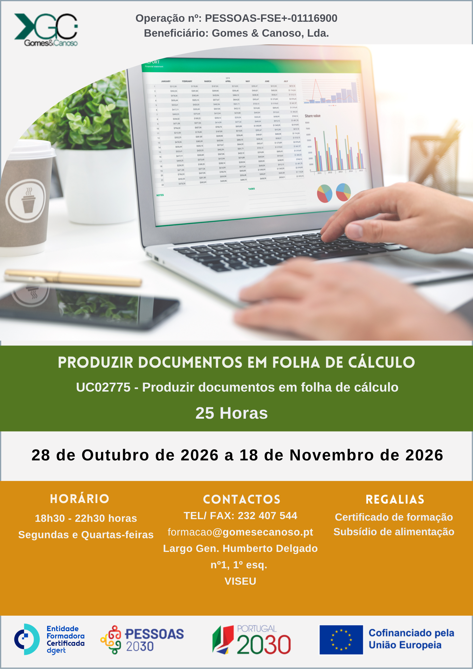 Produzir documentos em folha de cálculo